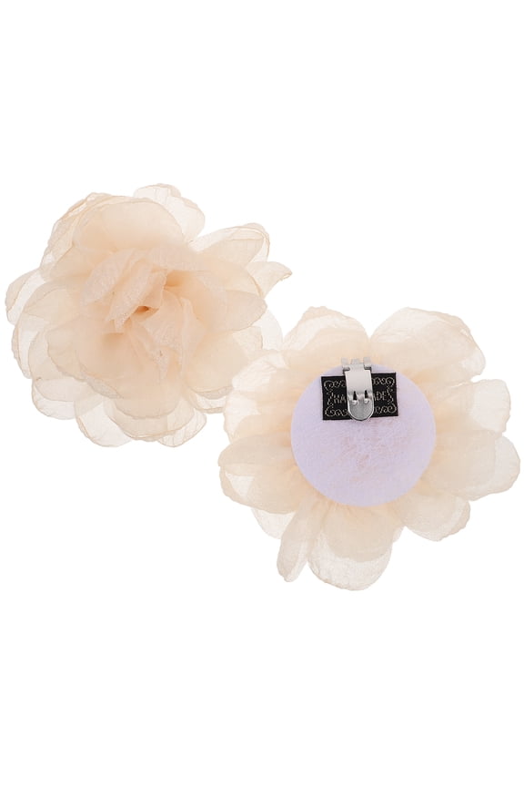 2Pcs Detachable Beige Floral Shoe Clips for Wedding and Evening Events