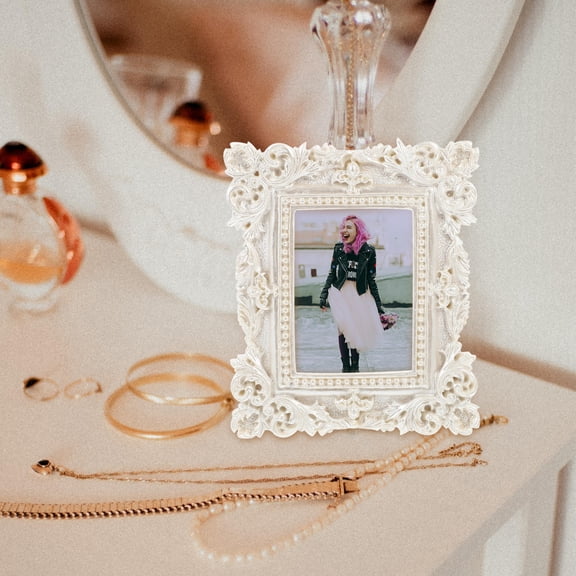 PTOOTP 2Pcs White Creative Photo Frame Decoration Resin Picture Prop for Various Scenes