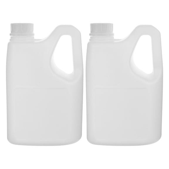 PTOOTP 2Pcs Reusable Plastic Juice Bottle with Lid and Handle White Beverage Storage Jug