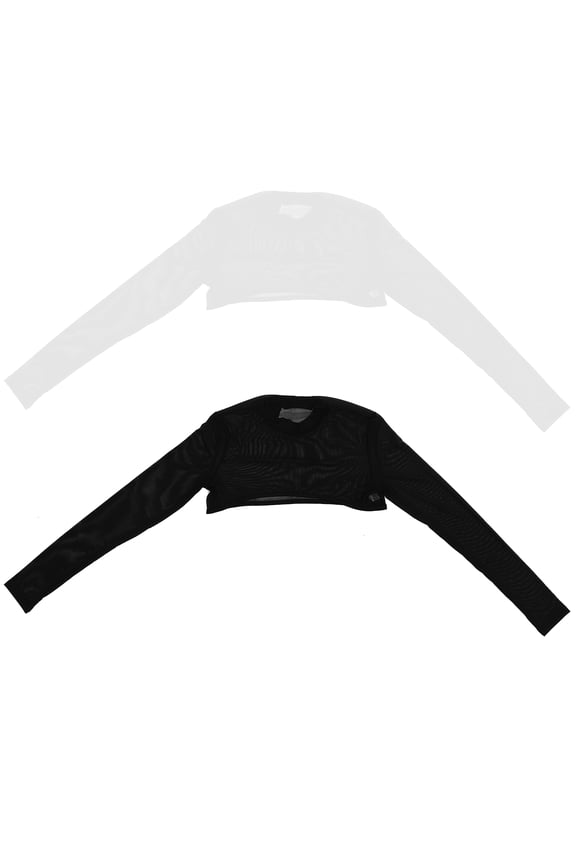 2Pcs Mesh Transparent Shirt Women High Neckline Crop Top Style Sheer Comfortable 14.210.20.1in