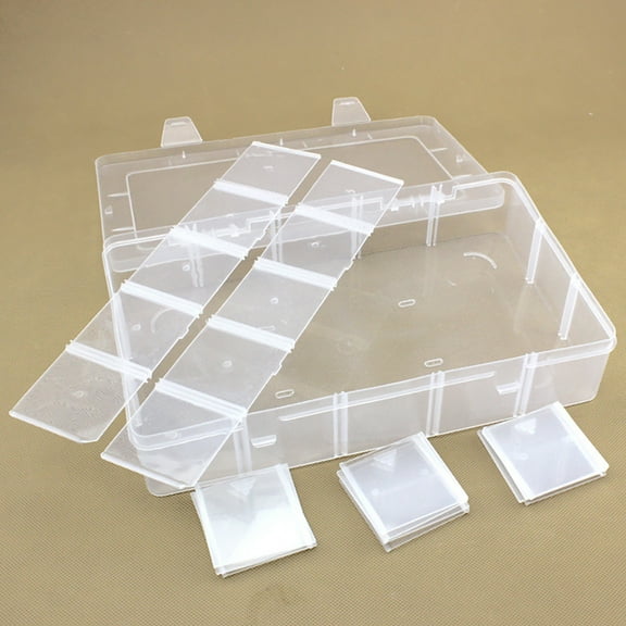 PTOOTP Transparent ABS Small Storage Box with Removable Dividers, 2 Pieces Organizer for Accessories