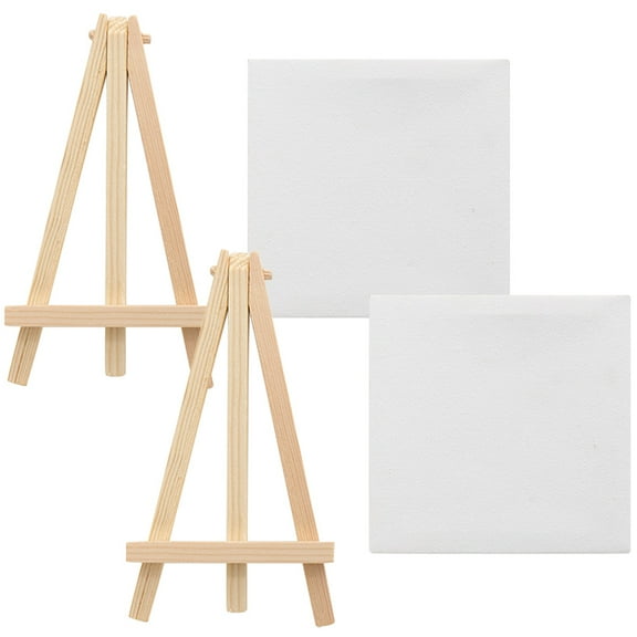 PTOOTP White Wooden Canvas Easel Set, 2-Pack Kids and Art Students Drawing Board for Creativity and Art Projects