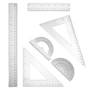 PTOOTP 2Sets Ruler Set Transparent Plastic Triangle Drawing Rule for Students and Designers 11.8x1.2x0.04in