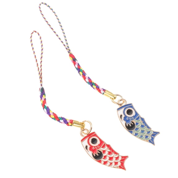 PTOOTP Vivid Carp Streamer Pendant Red Alloy Keychain for Decoration 2Pcs