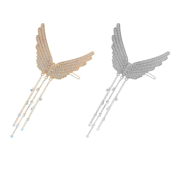 PTOOTP Angel Wings Rhinestone Hair Clips, 2 Pieces Assorted Colors, Sparkling Decorative Accessories for Women and Girls