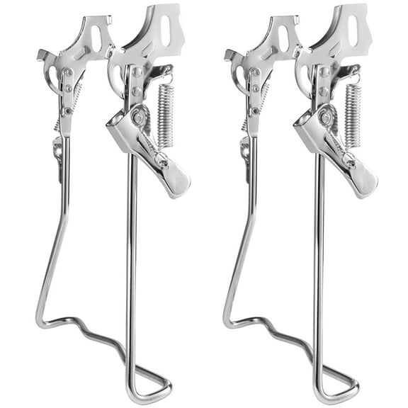 PTOOTP 2pcs Reliable Bike Kickstand for Bicycle Parking Support Iron Silver Quick Release