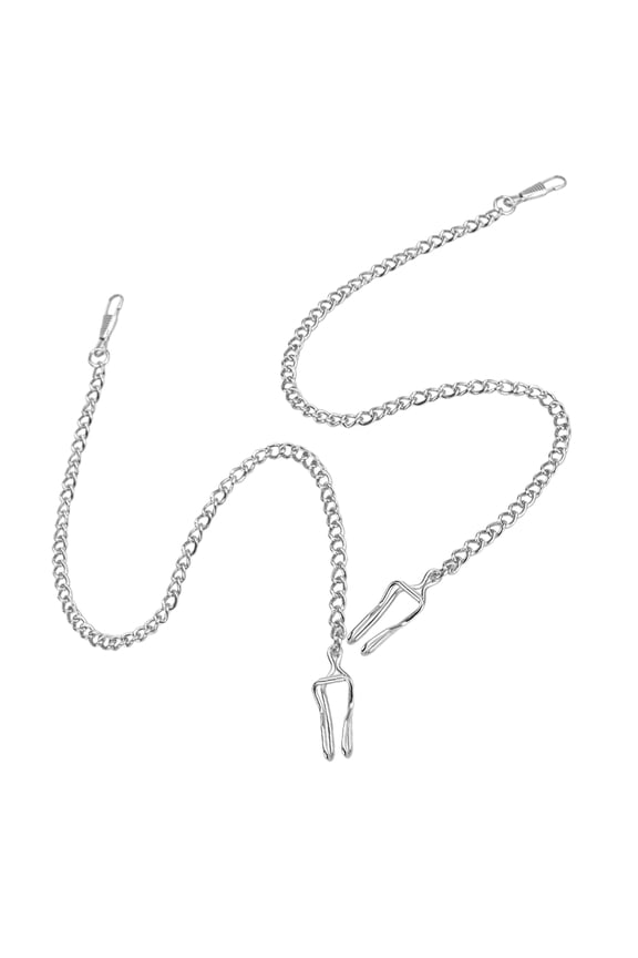 Mens Suit Pocket Chain Silver Alloy 2Pcs
