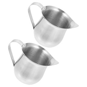 PTOOTP 2pcs Small Pitcher Stainless Steel Silver Espresso Pour Cup For Home Coffee Making