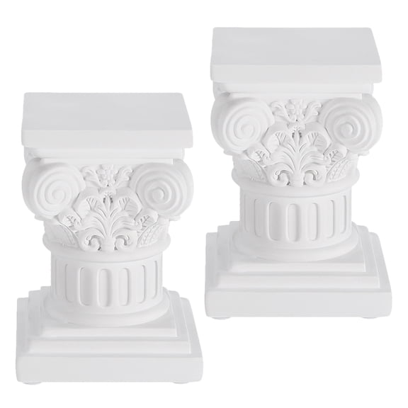 PTOOTP 2Pcs White Resin Roman Column Pillar Stands Decorative Wedding Table Centerpieces Home Party Decor