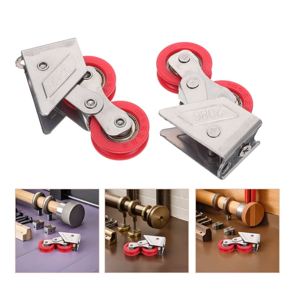 PTOOTP 2pcs Stainless Steel Double Roller Pulley for Closet and Windows