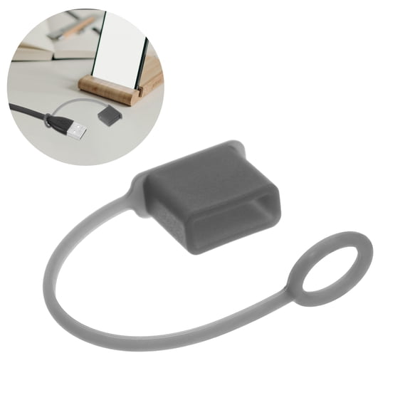 PTOOTP 30Pcs Soft Silicone USB Port Dust Caps Charging Cable Protective Cover Black Color