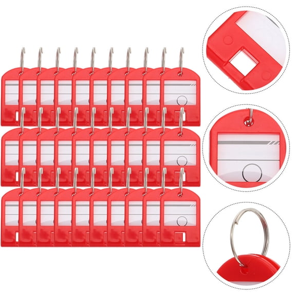 PTOOTP Red ABS Numbered Key Classification Tags 35Pcs Keychain Labels 1.6×1.1×0.2in