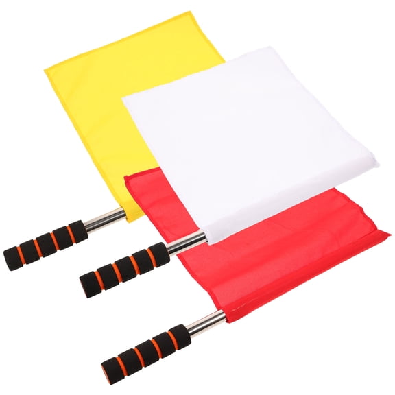 PTOOTP 3-Pack Rectangular Referee Flags in Assorted Colors for Sports Officiating, Game Control, and Event Management