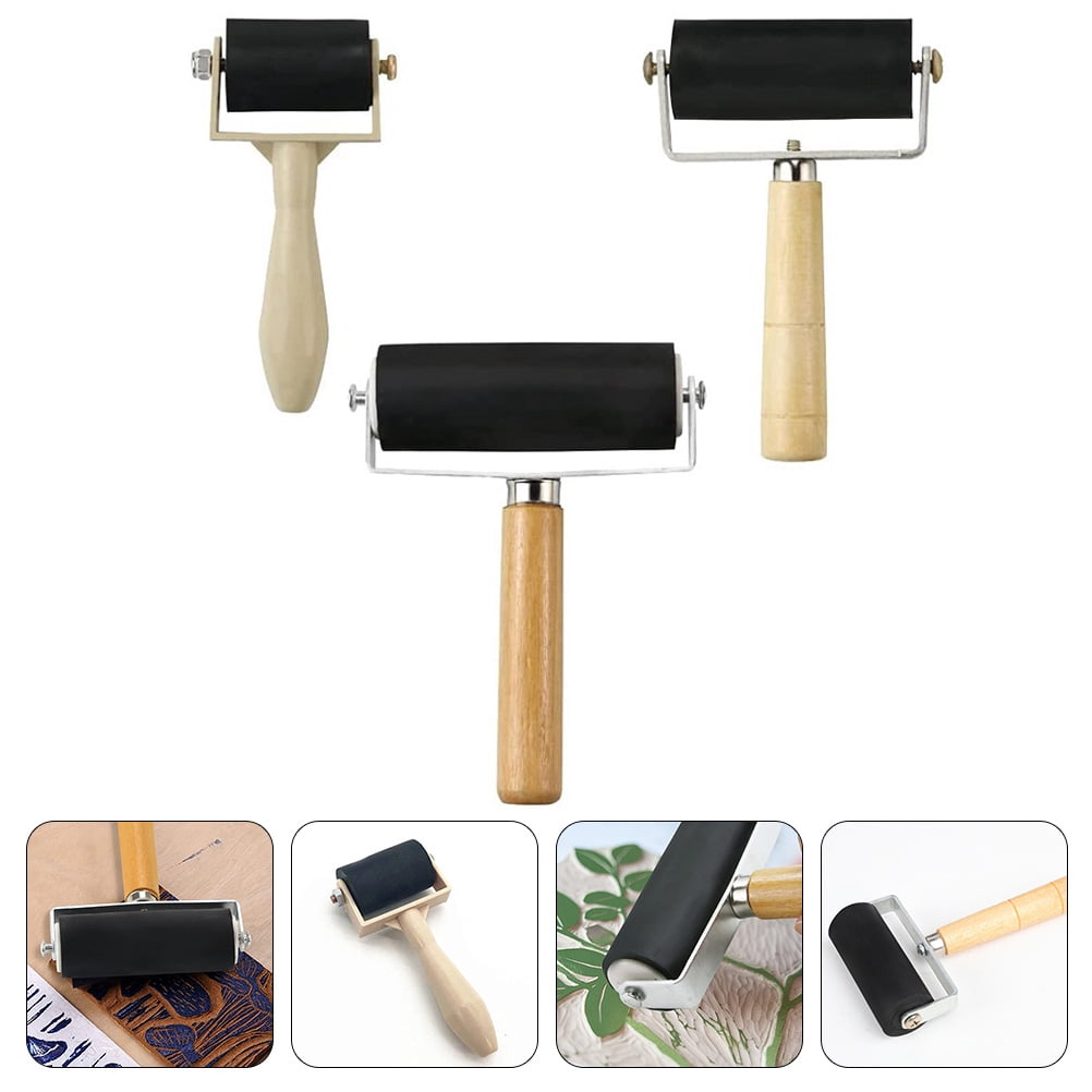 Handroller PTOOTP 3Pcs Manual Rubber Roller Art Tools Assorted Color Craft Design ...