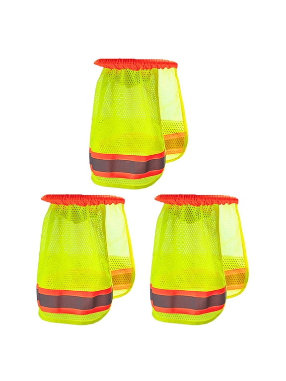 3pcs Neck Shield Hard Hat Sun Shade Mesh Cloth Yellow Reflective p