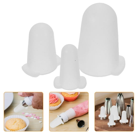 PTOOTP 3Pcs Flexible Silicone Covers for Cake Decorating Tips Protect White Nozzle Protectors
