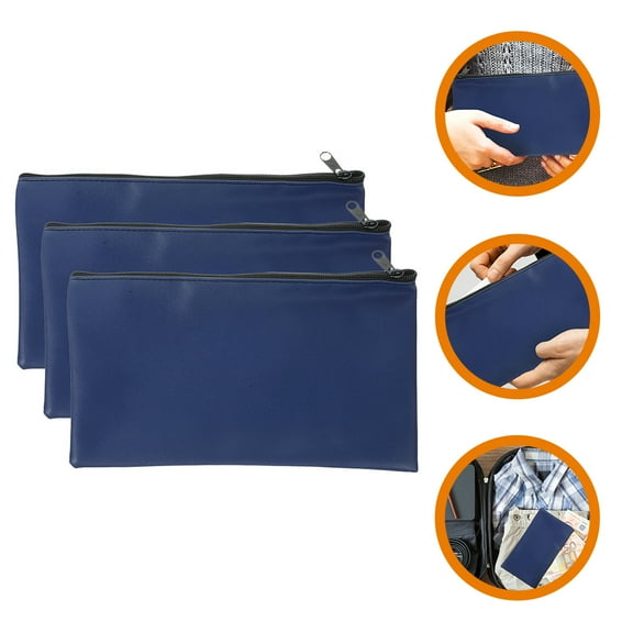 PTOOTP Dark File Bags with Smooth Zipper, 3-Pack Document Organizer for Bank Staff and Office Use