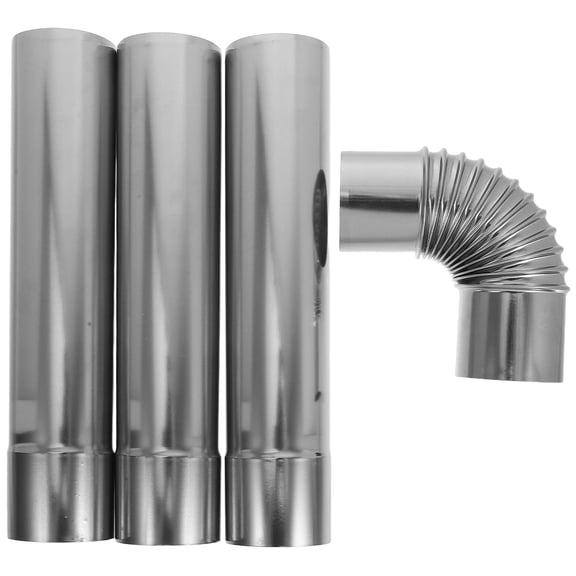 PTOOTP 3Pcs Silver Stainless Steel Straight Tube for Chimney Flue Vent Smoke Replacement Use