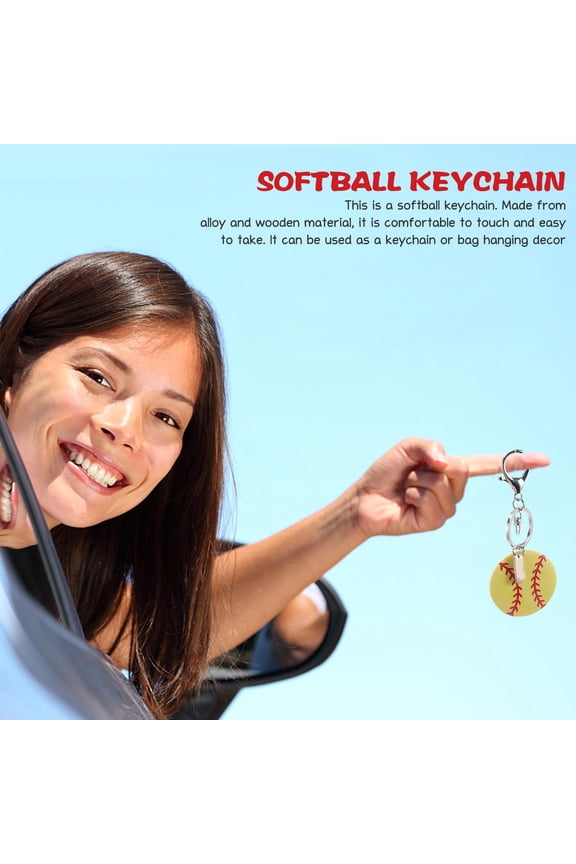 3Pcs Softball Keychains with Realistic Design Alloy and Wood Perfect Gift for Sports Fans