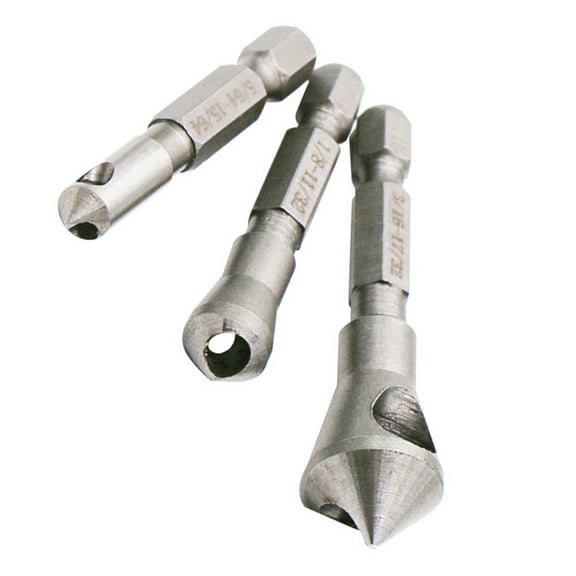 PTOOTP 3-Piece Chamfering Bit Set for Metal and Wood - Efficient Drill Bits with Cooling Design for Precision Drilling