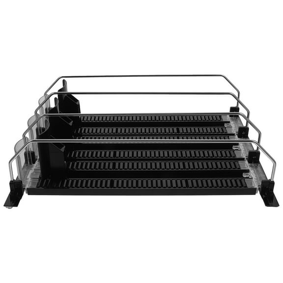 PTOOTP 3-Pack Stainless Steel Beverage Organizer with Self-Replenishing Fridge Pusher Track and Curved Front Block for Easy Access