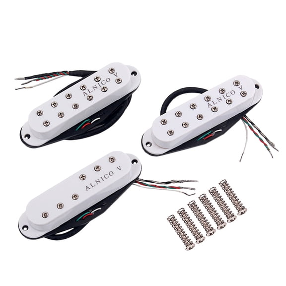 PTOOTP Single Coil Humbucker Sss Guitar Pickup Set, White, V, for Guitar Neck, Middle, Bridge 3Pcs