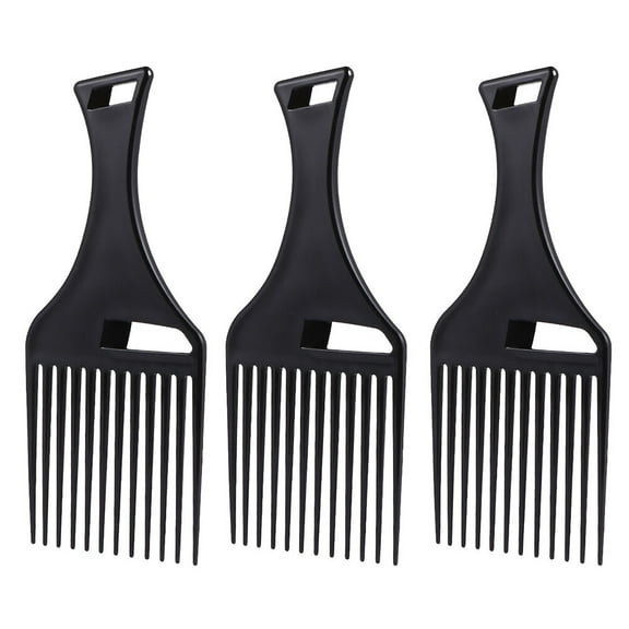 PTOOTP Set of 3 Wide Tooth Combs Black Plastic Hair Detangling Combs for Travel, Frizz Control and Styling