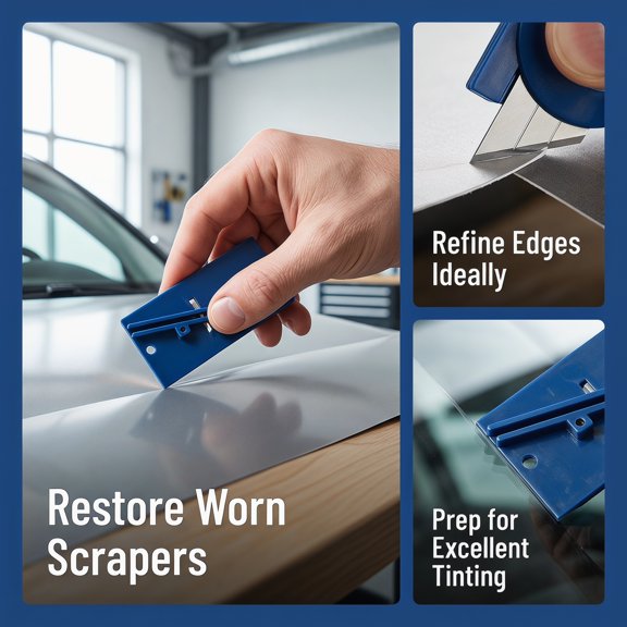 PTOOTP 3Pcs Car Detailing Tools Set Blue Plastic Abrasion Repair Tool for Window Tint