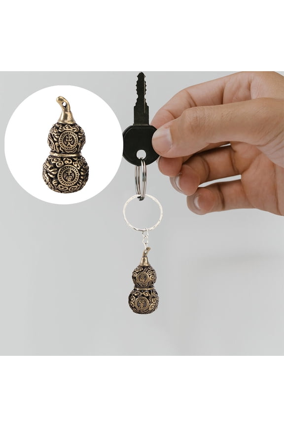 Brass Hollow Keychain Set 3 Pieces Yellow Stylish Accessories for Bags Keys Charms