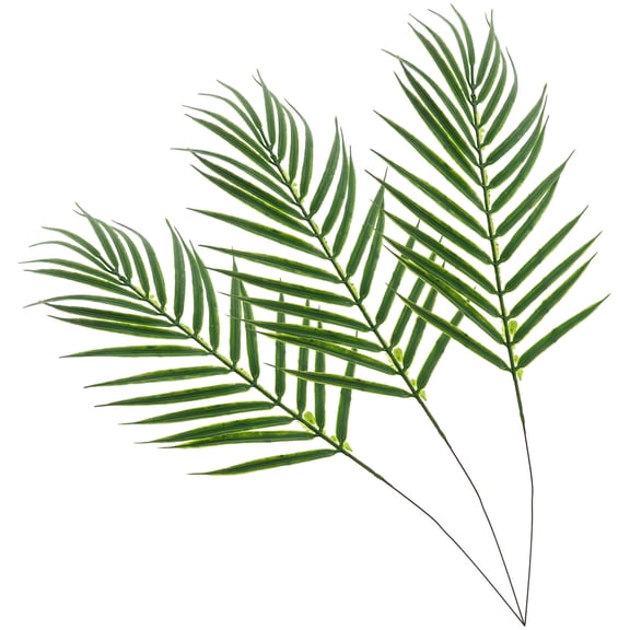 PTOOTP Set of 3 Artificial Green Plant Stems with Realistic Leaves for Home, Office, Vase Decoration