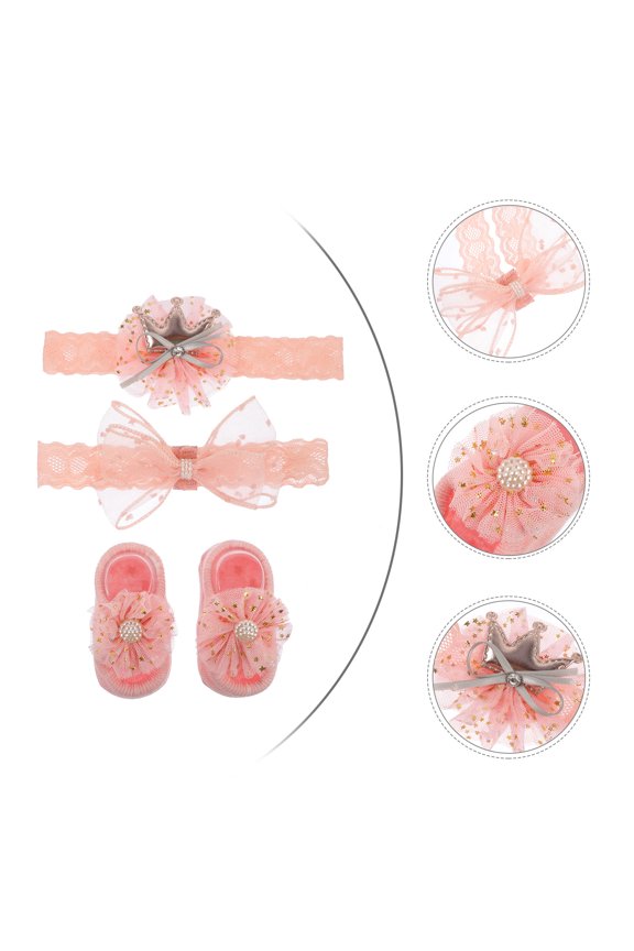3pcs Newborn Photography Lace Hairbands and Socks Set, Soft Skin-Friendly Baby Props with Unique Bowknot Design