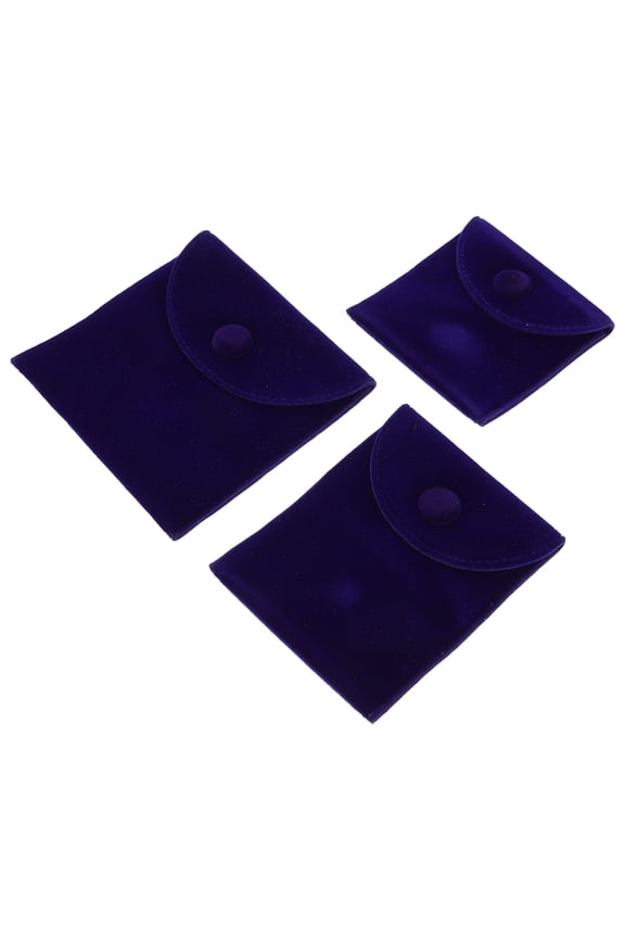 3pcs Velvet Jewelry Bags Travel Organizer For Rings Dark Blue