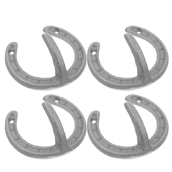 PTOOTP 4 Pcs Rustic Coat Hooks Cast Iron Horseshoe Wall Hooks Dark Brown Weather Resistant For Outdoor Use