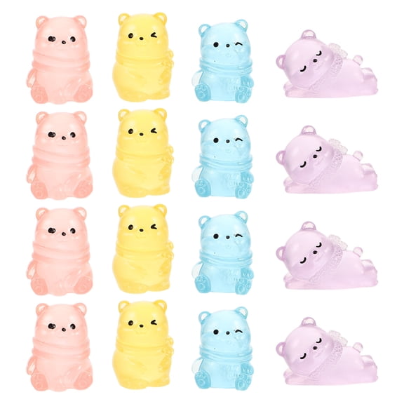 PTOOTP Mini Resin Bear Figurines for Decoration, Multi-Color Soft Glow Effect, Perfect for , Crafts, and Home Decor