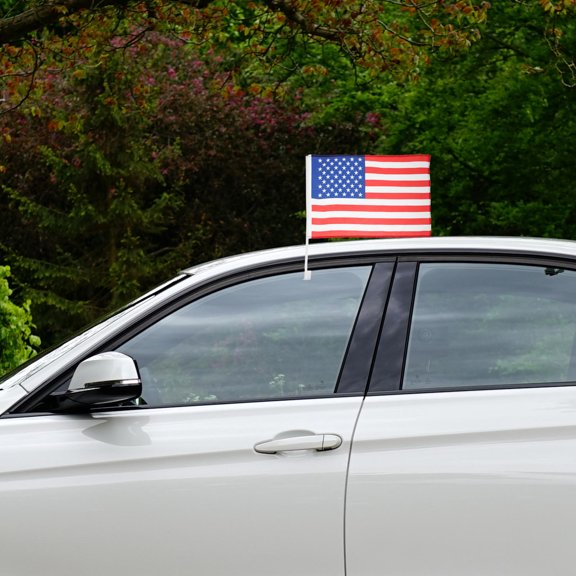 PTOOTP 4Pcs Car Window Flags with Clip High Visibility Decorative American Flags for Vehicle Use
