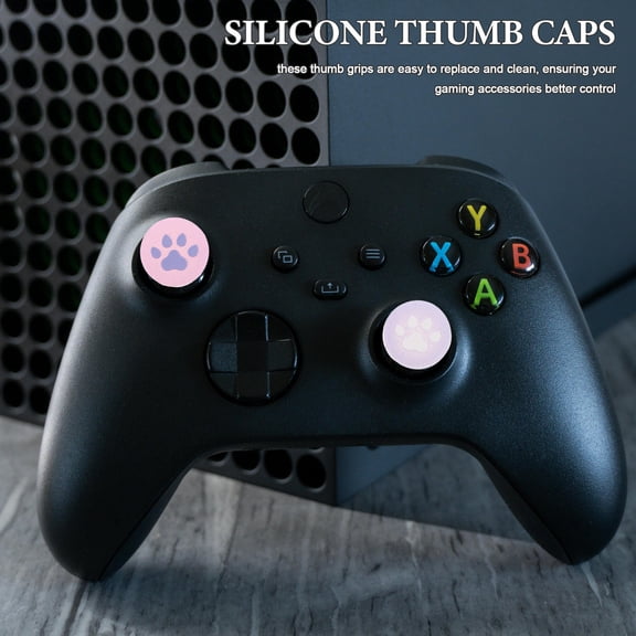 PTOOTP Silicone Thumb Grips for Controllers, Cute Cat Paw Design, Assorted Colors, Easy to Clean, 4-Pack Covers