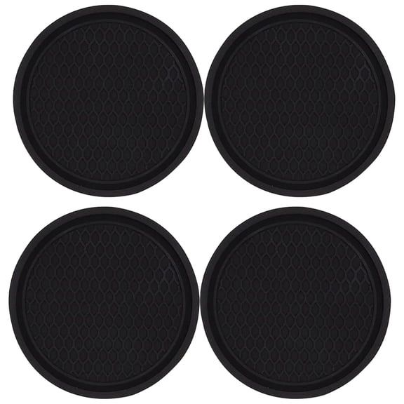 PTOOTP Heat Resistant Black PVC Coaster Set for Drinks and Tables 4Pcs