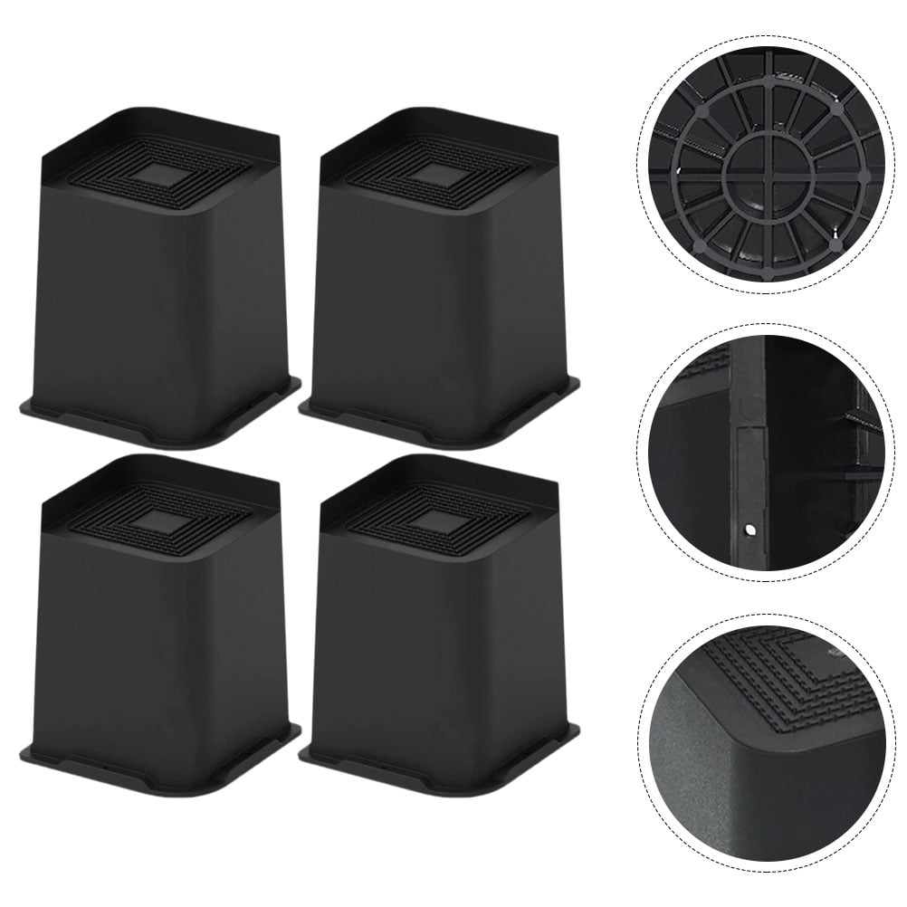 PTOOTP 4Pcs Couch Risers for Furniture Support Blocks L Shaped Black ...