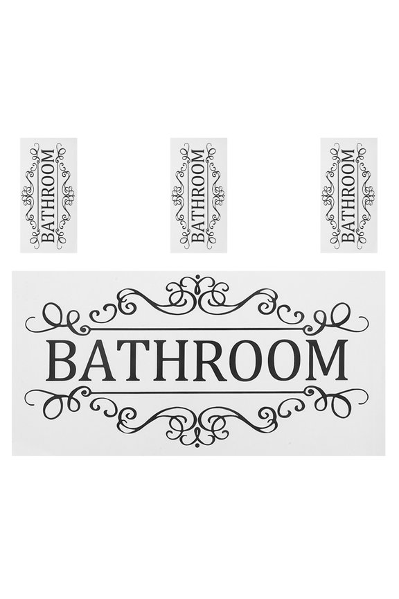 4Pcs Decorative WC Sign For Door PVC Removable Bathroom Decal For Home And Commercial Use