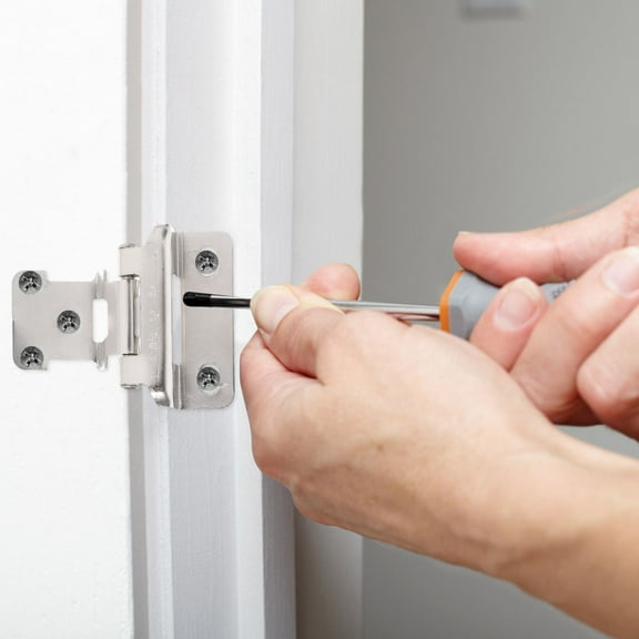 PTOOTP 4-Pack Self-Closing Cabinet Hinges Rust Resistant Iron Finish Easy to Install Hardware