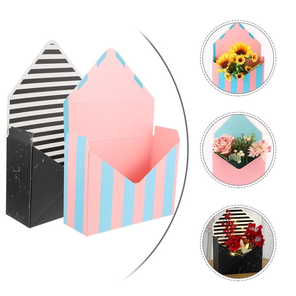 PTOOTP 4Pcs Flower Envelopes Box Assorted Color Upright Bouquet Display and Easy Store Design for Events