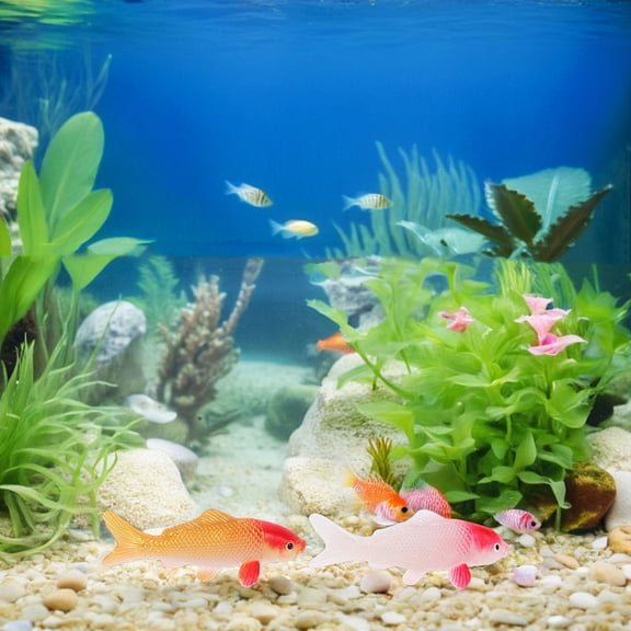 PTOOTP 4-Piece Small Artificial Fish Figurines Assorted Colors Aquarium Decor Accessories