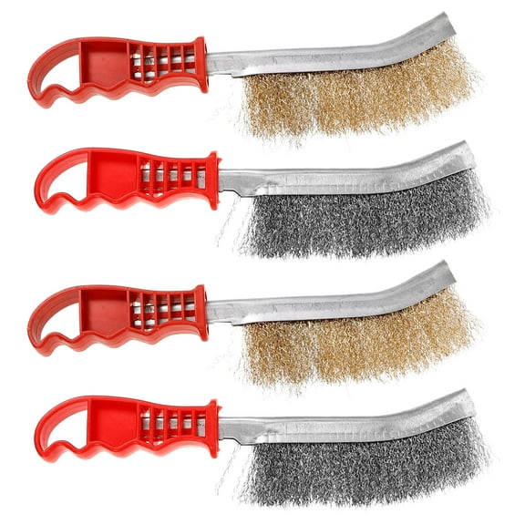 PTOOTP 4-Pack Multi-Function Brushes, Portable Barbecue Cleaning Brushes, Assorted Colors, 9.3 x 2.2 x 1 inches