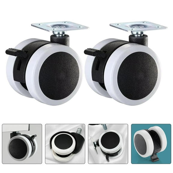 4pcs Heavy Duty Swivel Caster Wheels with Polyurethane Brake, Brass Fittings, Flat Plate for Office, Dining & Desk Chairs