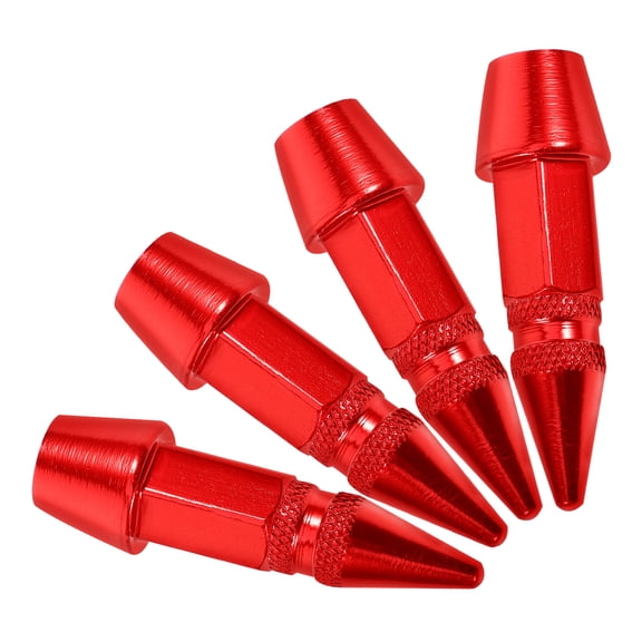 PTOOTP 4Pcs Red Spiked Shape Stainless Steel Tire Air Caps for Valves