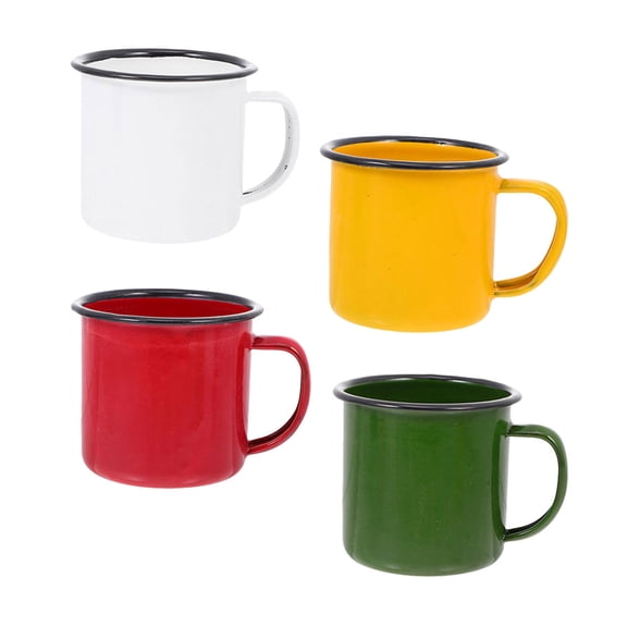 PTOOTP 4Pcs Retro Enamel Tea Mug Assorted Colors Reusable for Hot Cold Drinks