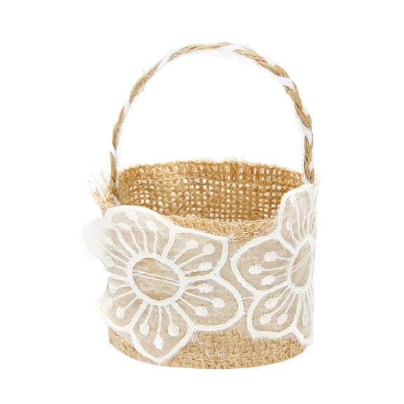 PTOOTP 4Pcs Light Brown Linen Bags Small Flower Basket Candy Storage for Wedding Supplies