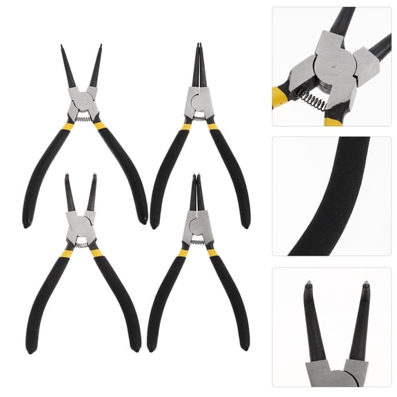 PTOOTP Spring Calipers Retaining Ring Plier Steel Black for Repair Use 4Pcs