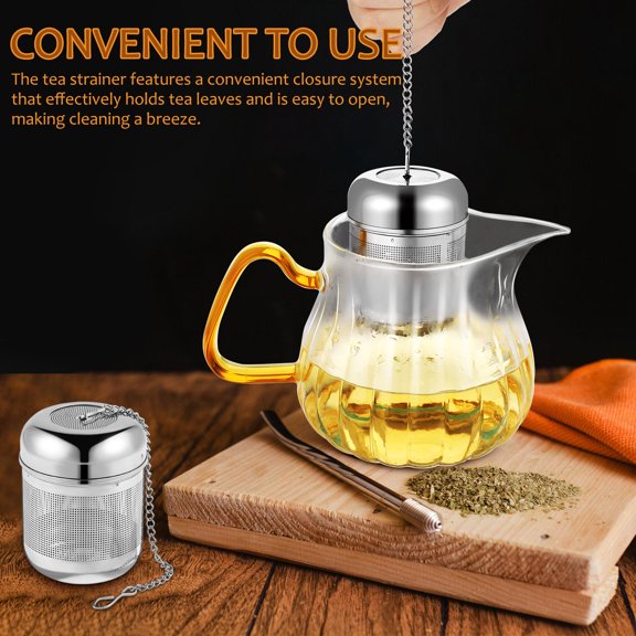 PTOOTP 4Pcs Stainless Steel Tea Brewing Baskets with Fine Mesh and Chain for Home Tea Infusion