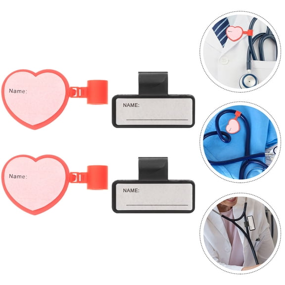 PTOOTP 4Pcs Stethoscope Name Sign Tags with Open Clasp Assorted Colors Practical for Doctor Use